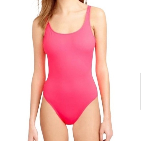 J. Crew Pink Scoop Back One-Piece Swimsuit Size 16 - Picture 1 of 7